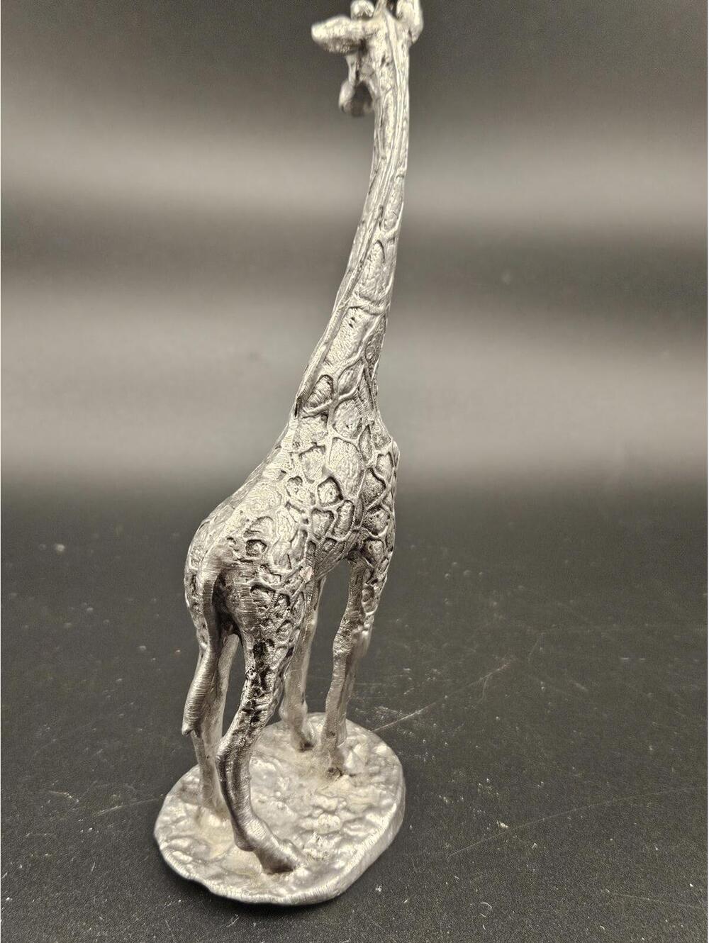 970s Pewter Giraffe Figurine Signed M.R. Bartlett Safari Wildlife Sculpture 6.5" - Picture 3 of 14